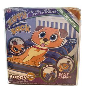 Zippy Sack Dog Puppy Fleece Bed Spread Comforter With Zipper Kids Full Size NEW
